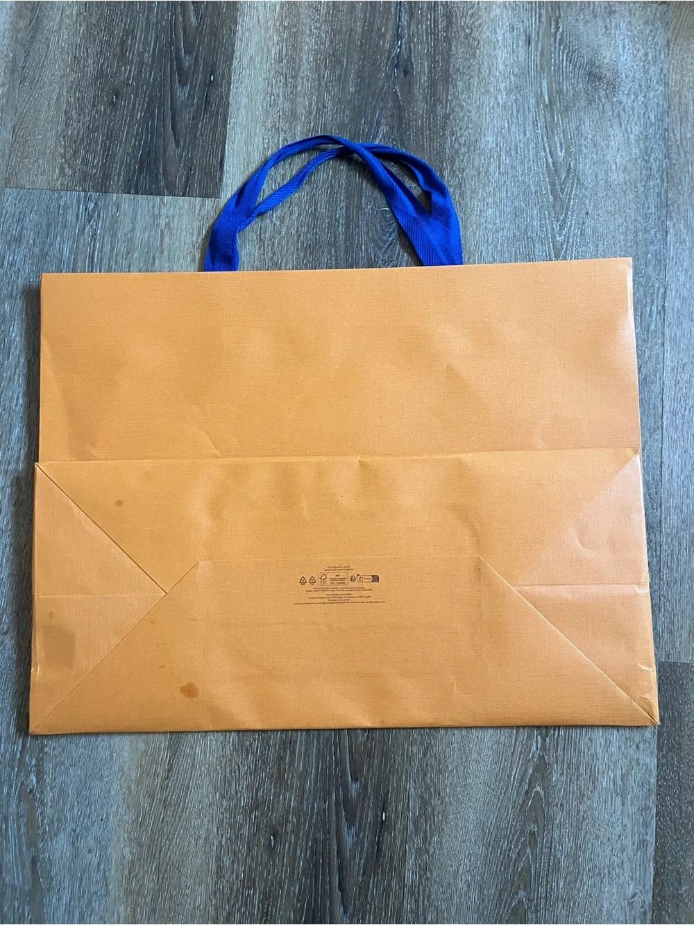 Louis Vuitton Orange Shopping Tote with Blue Handles